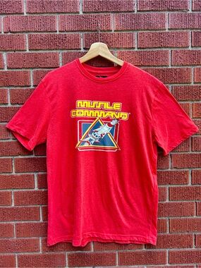 Atari Missile Command Graphic T-Shirt Red Men’s Medium Retro Arcade Gamer Tee
